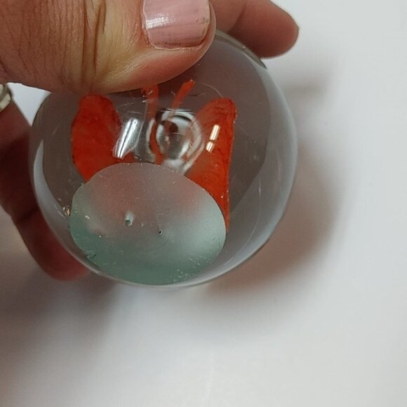Vintage Red Butterfly Bubble Art Glass Handmade Paperweights - Read, Home Decor - Picture 3 of 9